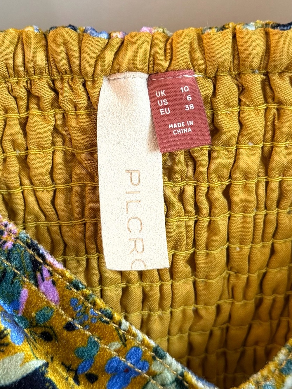 Pilcro Mustard Floral Cropped Bustier Top - Picture 5 of 6